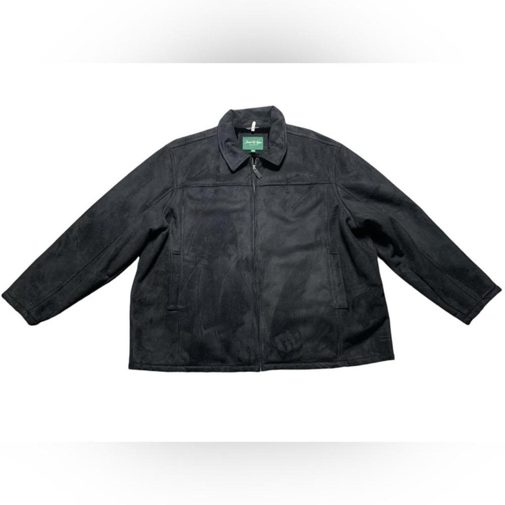 David Taylor Mens Faux Suede Jacket Black Full Zip Faux Fur Lined 3XL